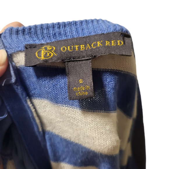 Outback Red blue and white striped long sleeve top, size small - Picture 3 of 5